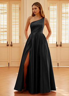 Millie Schwarz A-Linien-Abendkleid aus Satin image8