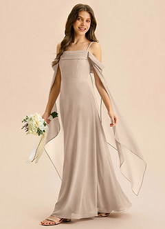 Azazie Moana Junior Linia A Pofałdowany Szyfon Długość podłogi Młodsza druhna Sukienka image2