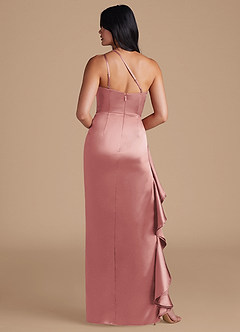 Azazie Latrice Brautjungfernkleider Etui One-Shoulder Metallischer Satin Kleid Altrosa image5