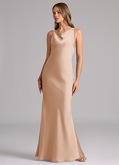 Azazie Allettie Bridesmaid Dresses English Rose Mermaid Stretch Satin Dress image5