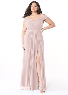 Azazie Audrianna Robes de demoiselle d'honneur Robe Trapèze Convertible en Mousseline de soie Schulterfrei gerafft Rose Pâle image7