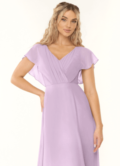 Azazie Rylee Bridesmaid Dresses Frosted Lilac A-Line Pleated Chiffon Dress image5