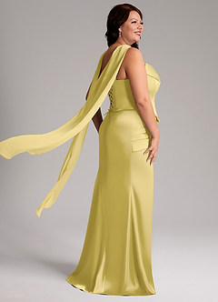 Azazie Sorrel Vestidos de damas de honor Vestido de Canario de Satén Elástico de Corte Sirena Convertible con Sin tirantes image9