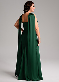 Azazie Kinsley Vestidos de madrinha de casamento Vestido Verde Escuro de Cetim elástico de sereia com Fenda Lateral image9