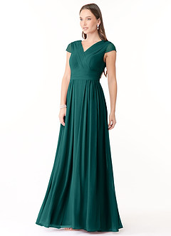 Azazie Organa Bridesmaid Dresses Peacock A-Line Pleated Chiffon Dress image3