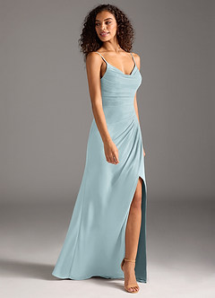 Azazie Deandra Bridesmaid Dresses Mist Mermaid Pleated Chiffon Dress image4