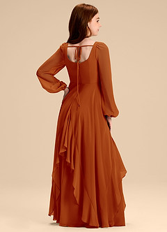 Azazie Clara Junior Abito A-Line in Chiffon Blusa Paprika image8