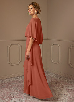 Azazie Bowie Kleider für die Brautmutter A-Linie Chiffon Kleid Lehm image3