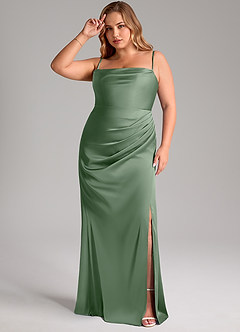 Azazie Leonis Bridesmaid Dresses Matcha Mermaid Pleated Stretch Satin Convertible Dress image12