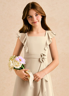 Azazie Soso Girls Formal Flower Girl Klänningar Klänning A-Line i Chiffong Plisserad image6
