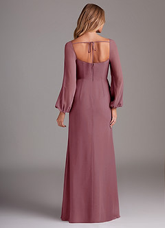 Azazie Charissa Bridesmaid Dresses Vintage Mauve Sheath Long Sleeve Chiffon Dress image6