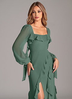 Azazie Candice Jurken voor bruidsmeisjes Jurk van Chiffon met A-Lijn Lange mouw Zeemos image7