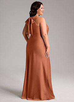 Azazie Doretta Bridesmaid Dresses Cedar Rose Mermaid Pleated Stretch Satin Dress image7