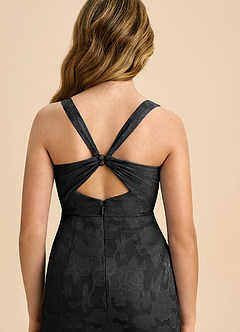 Azazie Mero Junior Abito Tubino in Burnout Floreale Plissettato Nero image2