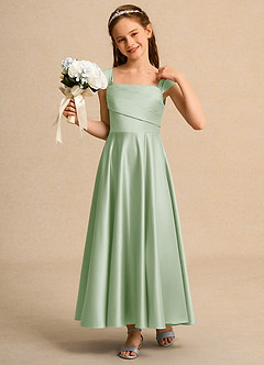 Azazie Bundle Junior Formal Flower Girl Klänningar Klä A-Line i Matt satäng Plisserad image4