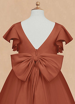 Azazie Kaeya Flower Girl Dresses Auburn A-Line Bow Tulle Dress image8