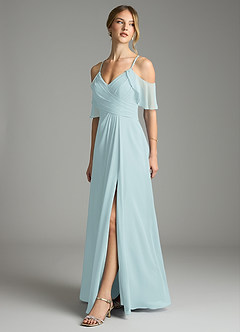 Azazie Dakota Bridesmaid Dresses Mist A-Line V-Neck Pleated Chiffon Dress image4
