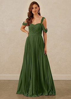 Christian Siriano Bridal for Azazie 1013 Bridesmaid Dresses Olive A-Line Off the Shoulder Chiffon Dress image8