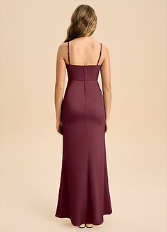 Azazie Buzzy Junior Abito Tubino in Raso Elasticizzato Plissettato Cabernet image2