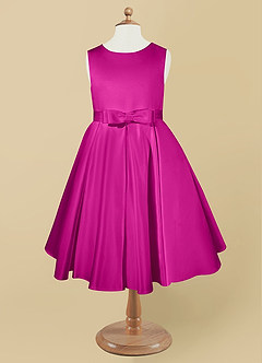 Azazie Coco Flower Girl Dresses Fuchsia A-Line Bow Matte Satin Dress image5