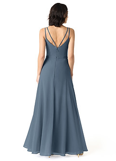 Azazie Janine Bridesmaid Dresses Neptune A-Line V-Neck Chiffon Dress image4