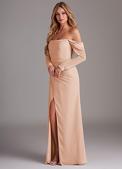 Azazie Hallie Bridesmaid Dresses English Rose Mermaid Long Sleeve Chiffon Dress image3