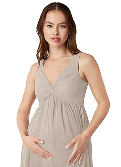 Azazie Yetta 임산부 신부 들러리 드레스 A라인 쉬폰 플로어 길이 드레스 image6