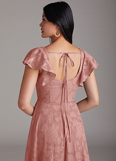 Azazie Bondi Bridesmaid Dresses Rosette A-Line Ruched Floral Burnout Dress image2