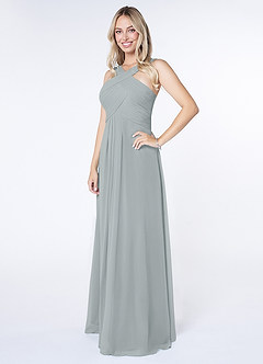Azazie Kaleigh Bridesmaid Dresses Dolphin Grey A-Line Pleated Chiffon Dress image3