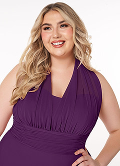 Azazie Fifi Bridesmaid Dresses Grape A-Line Strapless Chiffon Convertible Dress image16