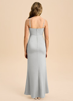 Azazie Buzzy Junior Etui Plissee Stretch-Satin Kleid Silber image2