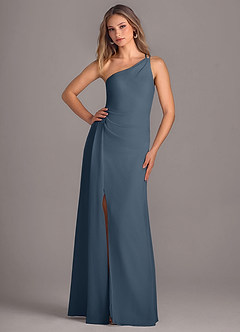 Azazie Maron Final Sale Eucalyptus A-Line One Shoulder Chiffon Dress image1