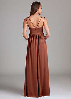 Azazie Emree Maternity Bridesmaid Dresses A-Line Stretch Satin Floor-Length Dress with Pockets image2