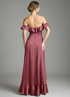Azazie Lyra Bridesmaid Dresses Desert Rose A-Line Off the Shoulder Stretch Satin Convertible Dress image10
