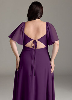 Azazie Chloe Bridesmaid Dresses Grape A-Line Sweetheart Neckline Chiffon Dress image13