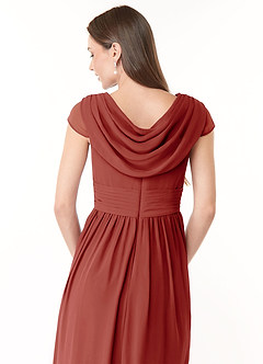 Azazie Organa Bridesmaid Dresses Terracotta A-Line Pleated Chiffon Dress image6