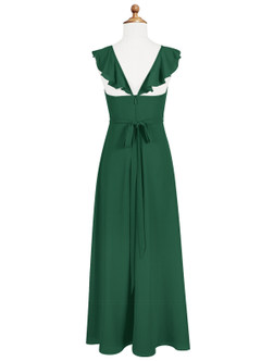 Azazie Emily Junior Robe Trapèze en Mousseline de soie Rayé Vert Foncé image6