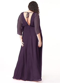 Azazie Rebecca Final Sale Black A-Line V-Neck Long Sleeve Chiffon Dress image8