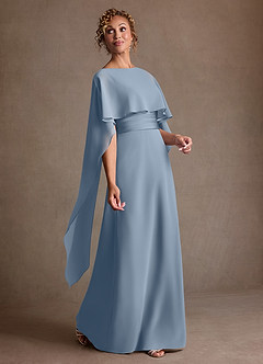 Azazie Marilla Klänningar till brudens mor Klä A-Line i Chiffong Plisserad Dammblå image2