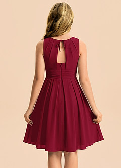 Azazie Bibiane Junior Burgundy A-Line Pleated Chiffon Dress image2