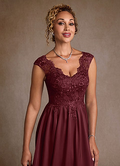 Azazie Amethyst vestidos de madre de la novia Vestido de Cabernet de Encaje de Corte en A image6