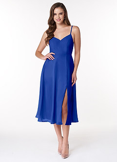 Azazie Clarissa Bridesmaid Dresses Royal Blue A-Line V-Neck Chiffon Dress image1