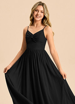 Azazie Zeya Junior Vestido Negro de Gasa de Corte en A image1