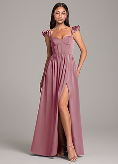 Azazie Denisse Bridesmaid Dresses Vintage Mauve A-Line Ruched Stretch Satin Dress image5