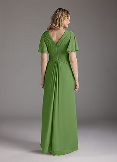 Azazie Morning Glory Mother of the Bride Dresses Basil A-Line V-Neck Ruched Chiffon Dress image2