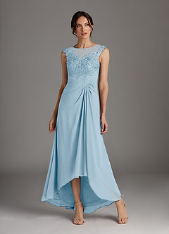 Azazie Endora Final Sale Sky Blue A-Line Scoop Lace Chiffon Dress image1