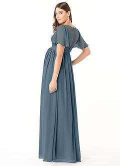 Azazie Verna Maternity Bridesmaid Dresses A-Line V-Neck Ruched Chiffon Floor-Length Dress image4