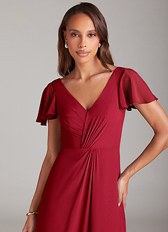 Azazie Soren Bridesmaid Dresses Scarlet A-Line Ruched Chiffon Dress image6
