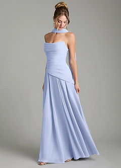 Azazie Gabriela Bridesmaid Dresses Ice A-Line Corset Chiffon Dress image4