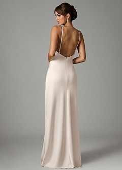 Azazie Stefania Bridesmaid Dresses White Alabaster A-Line Stretch Satin Dress image2